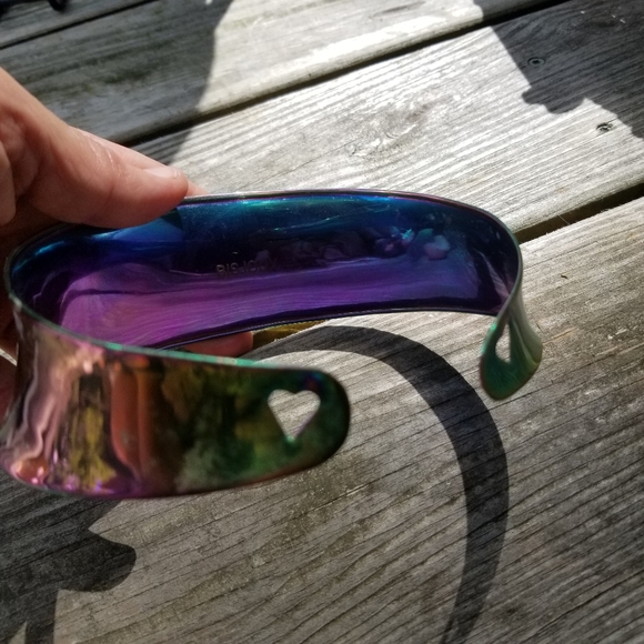 Titanium rainbow statement collar choker necklace - Picture 4 of 5